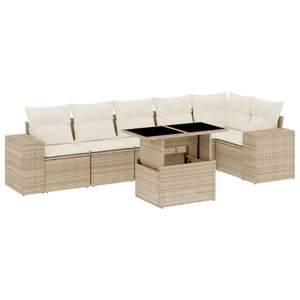 Ensemble de canapés de jardin en rotin beige 6 places avec rangement, mobilier d'extérieur au design contemporain - Product Image 4