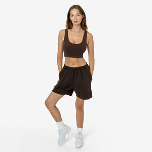 Shorts en molleton bouclette pour femme, à séchage rapide, imprimé uni, avec strass personnalisés et cordon de serrage en coton – Grande Vente - Product Image 5