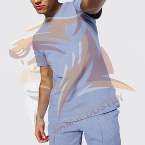 Hot Sale Product New Arrival Men Summer Short Sleeve T Shirts and Shorts Cotton Contrast Color Men <b>Twin</b> <b>Sets</b> for Adults - Product Image 4