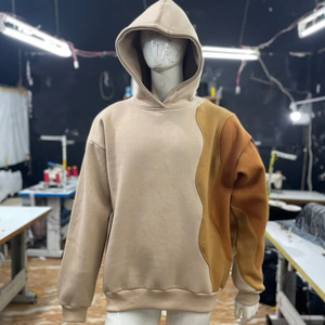 Sudadera con Capucha para Hombre, 100% Algodón, Invierno, Diseño Color Block, Bordada, Casual, Estilo Urbano, con Paneles Amarillo Marrón 2026 - Product Image 1