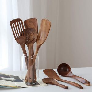 Modern Style Various Noodle <b>Ramen</b> Wooden <b>Spoons</b> Custom Logo Curved Wood Ladles Set Gold Plated Mirror Polish Long Handle - Product Image 3