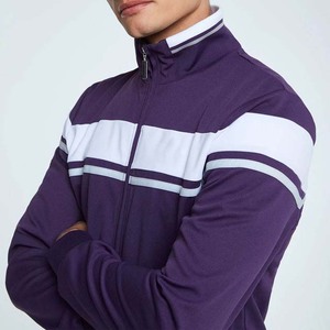 Men's <b>Purple</b> Tracksuit Full Zip Stand Collar Sporty Regular Fit Polyester Cotton Autumn Wear With Side Pockets - Product Image 4