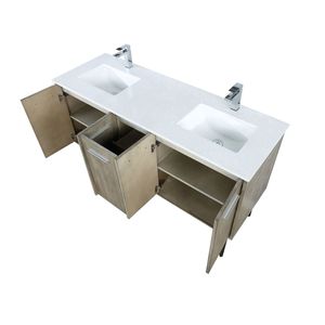 Acacia Rustica 60 Pollici L X 20 Pollici Mobile bagno doppio con piano in marmo colato e set rubinetteria cromata - Product Image 5