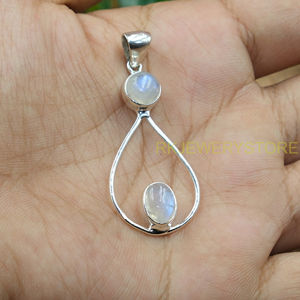 จี้สร้อยคอพลอยมูนสโตนสีน้ำเงินคุณภาพสูง ตัวจี้เงินแท้ 925 เครื่องประดับมูนสโตน ของขวัญคริสต์มาสสำหรับภรรยา - Product Image 5