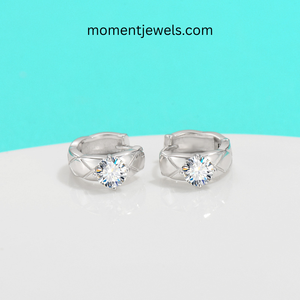 Elegant Platinum Plated 925 <b>Sterling</b> <b>Silver</b> Moissanite Earrings for Women Geometric Shiny Moissanite Drop <b>Hoop</b> Earrings Romantic - Product Image 2