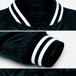 Top Selling Satin Black Varsity <b>Jacket</b> Solid Color Satin Fabric Button Closure Front Logo Customizable Satin <b>Jacket</b> For <b>Men's</b> - Product Image 6