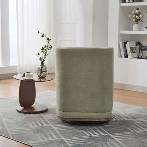 25.2\" Wide Modern Chenille Cushioned Armless Metal Base 360 Degrees <b>Swivel</b> <b>Chair</b> with Pillow for <b>Living</b> <b>Room</b> Families - Product Image 5
