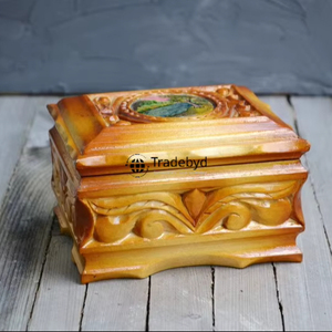 Tradebyd Rustic Handcrafted Carved Solid Wood <b>Storage</b> <b>Chest</b> for Farmhouse and Heritage Homes - Product Image 6
