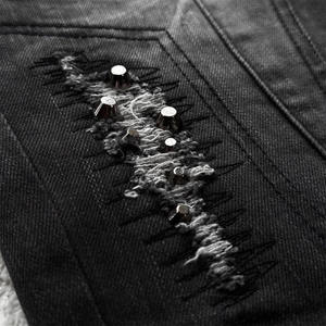 Manufacturer Direct Men's Wholesale Breathable Casual Dark Straight Solid Denim Jeans Embroidery for Summer Autumn Winter - Product Image 5