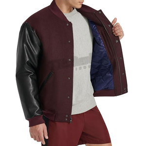 Blouson universitaire en cuir en gros, couleur personnalisée, coutures de qualité supérieure, chaud et décontracté - Product Image 6