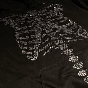 Sudadera con capucha de alta calidad para hombre, con cremallera completa, diseño gráfico de diamantes de imitación, logotipo personalizado, estilo urbano, holgada, lisa y de tejido grueso. - Product Image 6