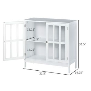 Credenza Buffet Bianca Artigianale con 2 Ante Trasparenti per Sala da Pranzo, Cucina, Corridoio, per Villa e Fattoria - Product Image 3
