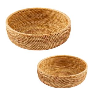 ตะกร้าหวายสไตล์ชนบท PHU HAO สำหรับเก็บขนมปัง ใช้เสิร์ฟอาหาร และตกแต่งบ้าน - Product Image 1