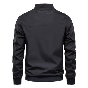 <b>Men's</b> White Racer <b>Jacket</b> Hooded Stand Collar Zipper Closure Casual Autumn Regular Fit Polyester Shell Slim Style Patchwork Front - Product Image 6