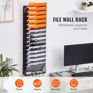 Organizzatore da Parete in Metallo con 16 Tasche in Rete per Archiviazione di Riviste, Posta, Carta e Documenti - Product Image 2