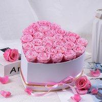 HFlora Roses Conservées Personnalisées dans une Boîte en Forme de Cœur 27 Roses Conservées Fait Main Cadeau Rose Éternelle Boîte Cadeau en Forme de Cœur