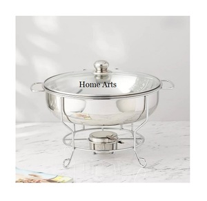 Recipiente para calentar comida de acero inoxidable con diseño admirable, forma personalizada, con tapa de vidrio para decoración de comedor. - Product Image 1