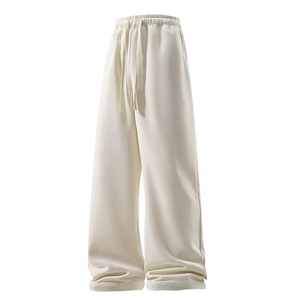 Autumn <b>Men's</b> Wide Leg Sweatpants High Waist Elastic Drawstring Straight <b>Trouser</b> Breathable Casual Fashion - Product Image 4