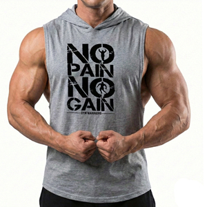 Débardeur à capuche personnalisable pour homme, gilet de sport, maillot de musculation, t-shirt sans manches à motif graphique, vente en gros de vêtements de fitness, débardeurs - Product Image 1