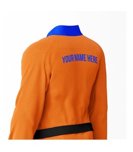 Kimono de Jiu Jitsu Brasileño OEM Naranja con Ribete Azul, 100% Algodón, Transpirable, para Artes Marciales, Uniforme para Adultos - Product Image 4