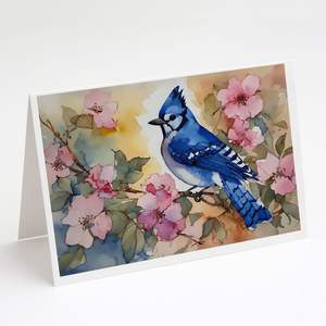 Blue Jay Whimsical A7 Tarjetas de felicitación Paquete de 8 tarjetas de nota en blanco con sobres Tamaño 5x7 - Product Image 1