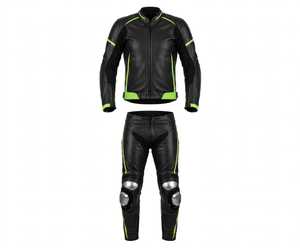 Traje de Motociclismo de Cuero Negro y Azul para Hombre, Chaqueta y Pantalones de Protección Resistentes al Viento - Product Image 4
