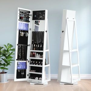360 Degree Rotation PVC Film Dresser with Full Body Mirror Cabinet Moisture-Proof Super Storage Jewelry Mirr - Product Image 3