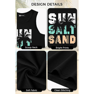 Débardeur sans manches pour homme, imprimé soleil, sel et sable, col rond, décontracté, respirant, en polyester tricoté - Product Image 3