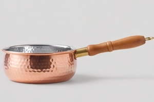 Handmade Copper Sauce <b>Pan</b> With Wooden Handle Stainless Steel Lined Vintage Design For Kitchen Use Camping <b>And</b> Gas Use - Product Image 4