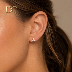 Boucles d'oreilles en or massif 14 carats avec diamant de laboratoire taille marquise brillant, bijoux de luxe pour femmes, design personnalisé - Product Image 2