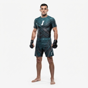 Conjunto de Camiseta y Pantalones Cortos de Compresión para Artes Marciales Mixtas (MMA) Personalizados para Hombre - Product Image 1