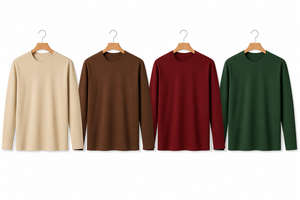 เสื้อยืดแขนยาวผู้ชาย ผ้าฝ้าย 100% 180 GSM พรีเมียม คอกลม ทรงปกติ สวมใส่สบาย ระบายอากาศได้ดี ทนทาน ผ้าถักเนื้อนุ่ม - Product Image 3