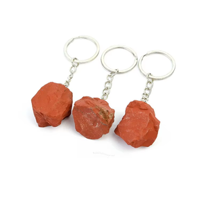 Llavero de cristal de alta calidad, llavero de jaspe rojo en bruto, llavero de piedra natural, regalos para mujeres, mayorista de llaveros - Product Image 4