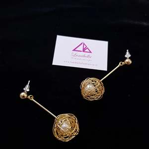 Pearl Freshwater Hoop Earrings with Gold Polish and Tassel Design for Party - Product Image 1