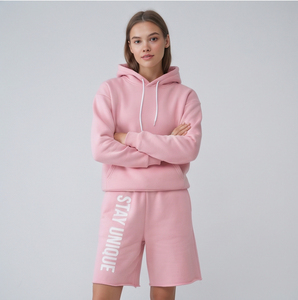 Customized Printed Drop Shoulder <b>Sweat</b> Shorts Set FrenchTerry 430GSM Baggy Oversize <b>Sweat</b> Shirt Cotton Fleece Women Shorts - Product Image 2