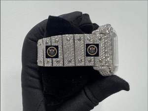 Montre automatique Imperial Jewels 42 mm argentée, cadran romain hip-hop en moissanite, mécanique automatique à quartz analogique en acier inoxydable - Product Image 2