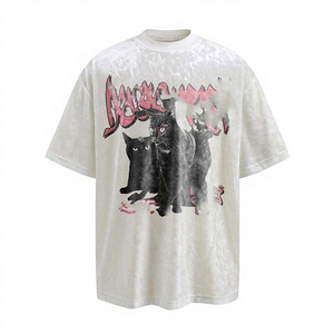 T-shirt Homme Tricoté Imprimé Effet Délavé Personnalisé 100% Coton Coupe Oversize Ample Séchage Rapide Respirant Style Urbain Vintage - Product Image 3