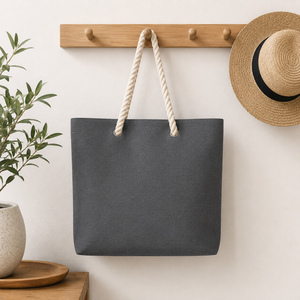 Bolsa de lona de algodón con asa de cuerda |   Bolsa de Compras Reutilizable para Supermercado, Playa, Viajes, Almacenamiento, Transporte, Ecológica - Product Image 4