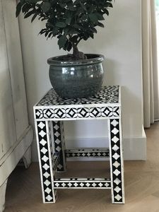 Table basse moderne en bois avec incrustations en os blanc, faite à la main, meubles de salon - Product Image 5
