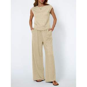 2025 2025 Summer <b>Two</b>-<b>Piece</b> for <b>Lounge</b> <b>Sets</b> for Women Knee Beach Outfits Matching Top for Vacation Travel Spring Fashion Cloth - Product Image 1