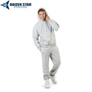 Hooded Fleece Tracksuit Drawstring Closure Streetwear Style Breathable Eco-Friendly 100% Cotton Solid Unisex Adult Spring - Product Image 2