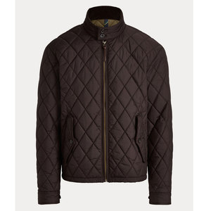Men's Classic Diamond Quilted Full-<b>Zip</b> Winter Outerwear Jacket with Contrast Brown Corduroy Stand Collar Casual Winter Jacket - Product Image 1