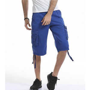 Shorts cargo baggy personnalisés pour homme en nylon/acrylique, 6 poches, taille élastique, anti-UV, respirants, noir, kaki, toile, shorts de travail - Product Image 5