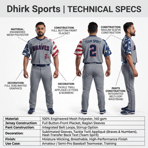 Maillot de baseball patriotique personnalisé sublimé 100 % polyester, uniforme d'entraînement avec logo brodé, tenue d'équipe adulte OEM - Product Image 5