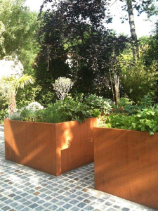 Jardinière personnalisée grande taille en métal pour extérieur, pot de fleurs décoratif en acier Corten - Product Image 5