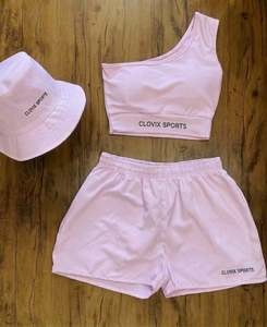 Custom Logo Women Yoga Set <b>One</b> Shoulder Sports Bra with Shorts Gym Wear Tracksuit Fitness Outfit <b>Top</b> Quality Activewear - Product Image 6