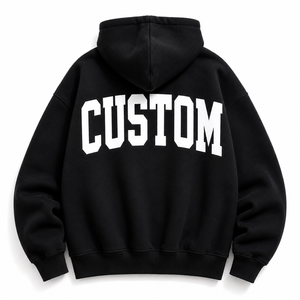 Trendy <b>Drop</b> Shoulder Hoodie Black <b>Back</b> Print Oversized Cotton Fleece Hooded Sweatshirt Private Label Custom Logo Hoodies OEM ODM - Product Image 5