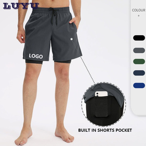 Shorts Bermuda noirs pour hommes, séchage rapide, avec poches, taille à cordon, style décontracté et sportif - Product Image 6