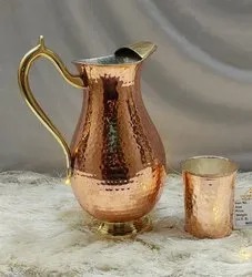 Jarra de Agua de Cobre Mughlai Clásica de Metal de Primera Calidad, 1700 ml, con Asa, para Bebidas, Hogar y Restaurantes - Product Image 5