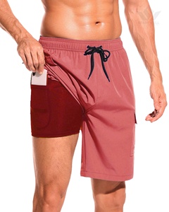 Shorts cargo marron pour homme, séchage rapide, taille élastique avec cordon de serrage, shorts utilitaires décontractés avec plusieurs poches - Product Image 3
